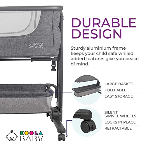 KoolerThings Baby Bassinet, Bedside Sleeper for Baby, Easy Folding Portable Crib with Storage Basket for Newborn