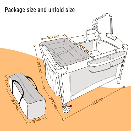 5 in 1 Baby Crib,Bedside Sleeper, Baby Bassinet, Bedside Cribs with Mattress