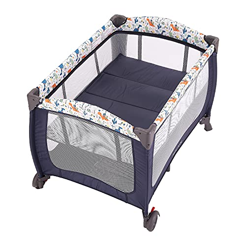 Pamo Babe Portable Baby Nursery Center Play Yard with Wheels(Navy Blue)