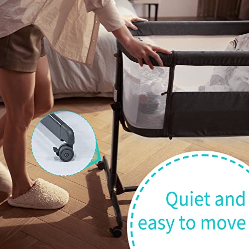 AMKE Baby Bassinets, Bedside Sleeper,All mesh Crib Portable for Safe Co-Sleeping