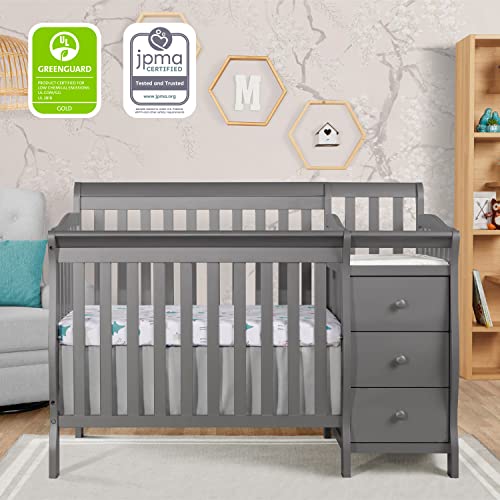 Dream On Me Jayden 4-in-1 Mini Convertible Crib And Changer in Storm Grey