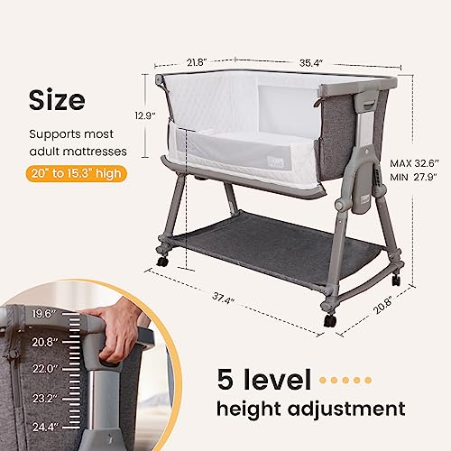 Li'l Pengyu 3 in 1 Foldable Baby Bassinet Bedside Sleeper with Large Storage Basket