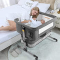 Baby Crib,3 in 1 Bedside Crib Adjustable Portable Bed for Infant,Baby Bassinet Baby Newborn Must Have Bed,Grey