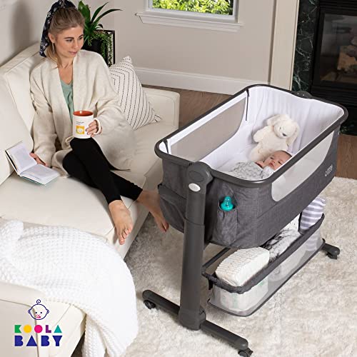 KoolerThings Baby Bassinet, Bedside Sleeper for Baby, Easy Folding Portable Crib with Storage Basket for Newborn