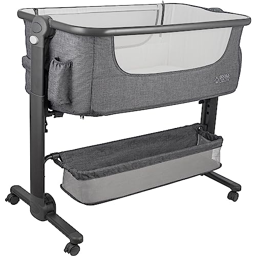 KoolerThings Baby Bassinet, Bedside Sleeper for Baby, Easy Folding Portable Crib with Storage Basket for Newborn
