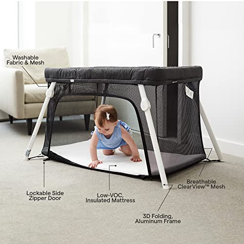 Guava Lotus Travel Crib with Lightweight Backpack Design | Certified Baby Safe Portable Crib | Folding Play Yard with Comfy Mattress