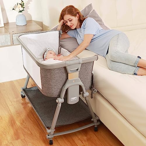 Li'l Pengyu 3 in 1 Foldable Baby Bassinet Bedside Sleeper with Large Storage Basket