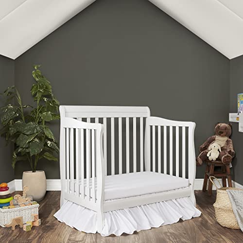 Dream On Me Aden 4-in-1 Convertible Mini Crib In White, Greenguard Gold Certified