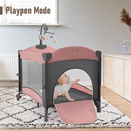 5 in 1 Baby Crib,Bedside Sleeper, Baby Bassinet, Bedside Cribs with Mattress