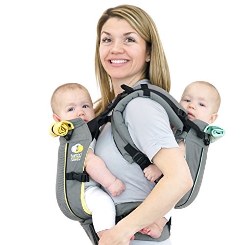 TwinGo Carrier - Air Model - Cool Grey - Great for All Seasons - Breathable Mesh - Fully Adjustable Tandem or 2 Single Baby Carrier