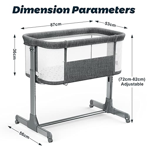 VANCLE Baby Bassinet Bedside Crib for Baby Sleeper, Portable Mesh Bassinet with Wheels & Comfy Mattress