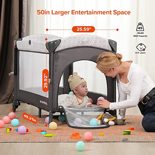 ELEMARA 4 in 1 Baby Bassinet Bedside Crib with Diaper Changer,Pack and Play with Mattress
