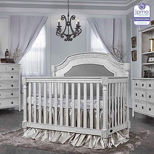 Evolur Julienne 5 in 1 Convertible Crib, Antique Grey Mist 55.5x31.2x51.5 Inch
