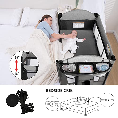 Kinder King 4 in 1 Portable Nursery Center, Foldable Baby Bedside Crib w/Bassinet