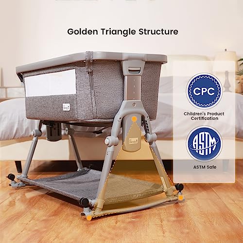 Li'l Pengyu 3 in 1 Foldable Baby Bassinet Bedside Sleeper with Large Storage Basket