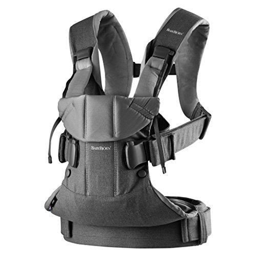 BabyBjörn Baby Carrier One, Cotton, Denim Gray/Dark Gray, One Size