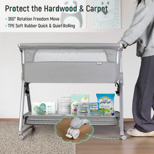 Cowiewie Baby Bassinet, Beside Sleeper for Baby Easy Folding Bedside Bassinet