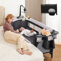 ELEMARA 4 in 1 Baby Bassinet Bedside Crib with Diaper Changer,Pack and Play with Mattress