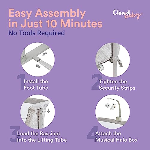 Cloud Baby Bedside Baby Bassinet, Best Bed Cribs for Infant Newborn, Portable Sleeper for Safer Co-Sleeping