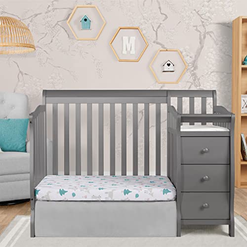 Dream On Me Jayden 4-in-1 Mini Convertible Crib And Changer in Storm Grey