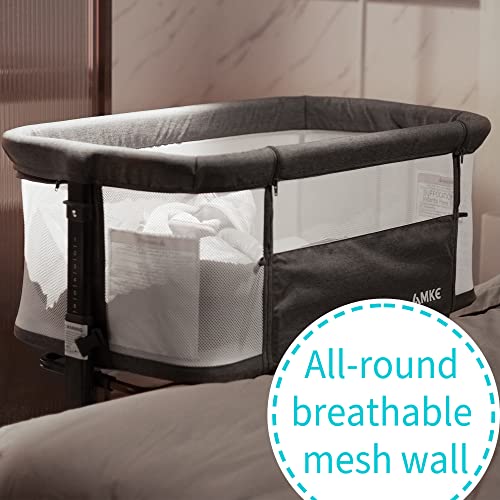 AMKE Baby Bassinets, Bedside Sleeper,All mesh Crib Portable for Safe Co-Sleeping