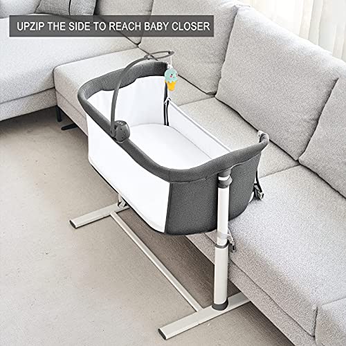 Yacul Baby Bassinet Bedside Sleeper, with Music Box, Easy to Assemble Bed to Bed