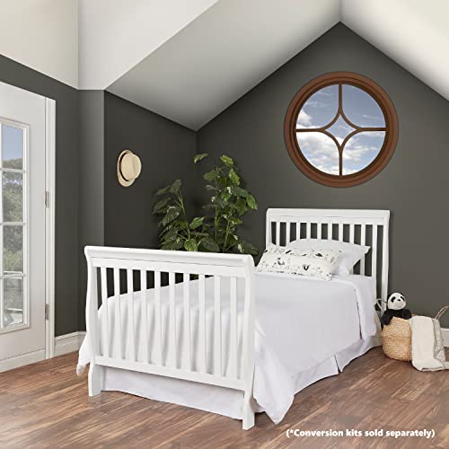 Dream On Me Aden 4-in-1 Convertible Mini Crib In White, Greenguard Gold Certified