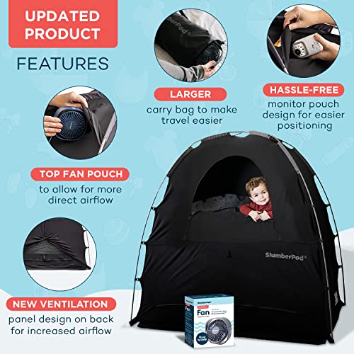 SlumberPod and Fan Combo Portable Privacy Pod Blackout Canopy Crib Cover, Sleeping Space for Age 4 Months and Up