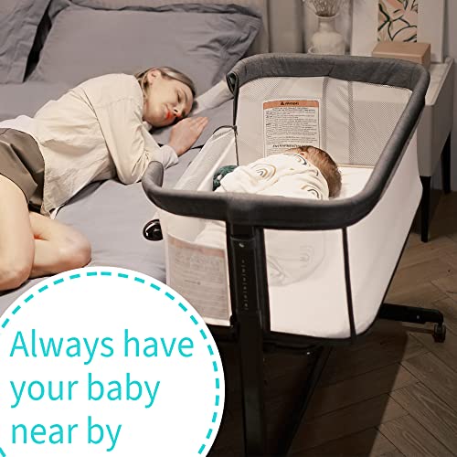 AMKE Baby Bassinets, Bedside Sleeper,All mesh Crib Portable for Safe Co-Sleeping