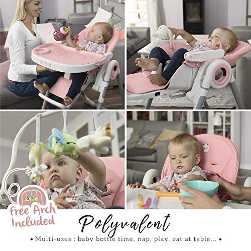 Sweety Fox Baby High Chair Adjustable to 7 Different Heights - Pink Baby Chair