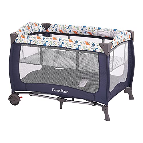 Pamo Babe Portable Baby Nursery Center Play Yard with Wheels(Navy Blue)