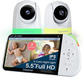 Babysense Split Screen Baby Monitor: 2 HD Cameras, 5.5" Display, Secure Non-WiFi